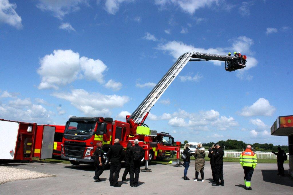 West Yorkshire Fire Service gives a demonstration of its aerial appliance.